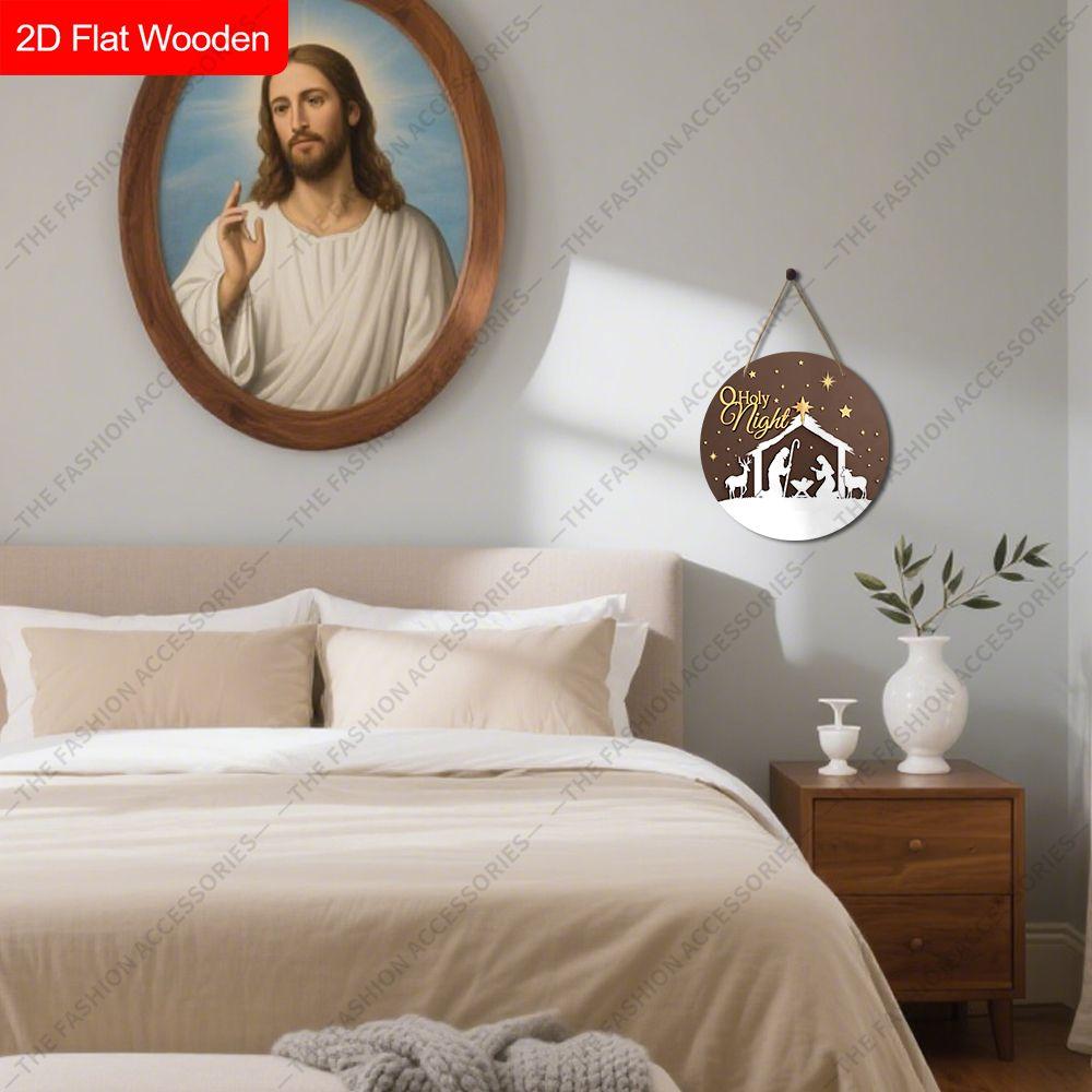 Подвеска «Святая ночь», украшение для стен или дверей дома, плоская деревянная 2D, рождественское украшение, подарки для друзей и семьи