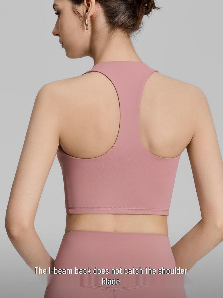 Женский спортивный топ-бра с V-образным вырезом и топ-майка для йоги с завязками на шее и фиксированными чашками - Поддерживает жир в области подмышек