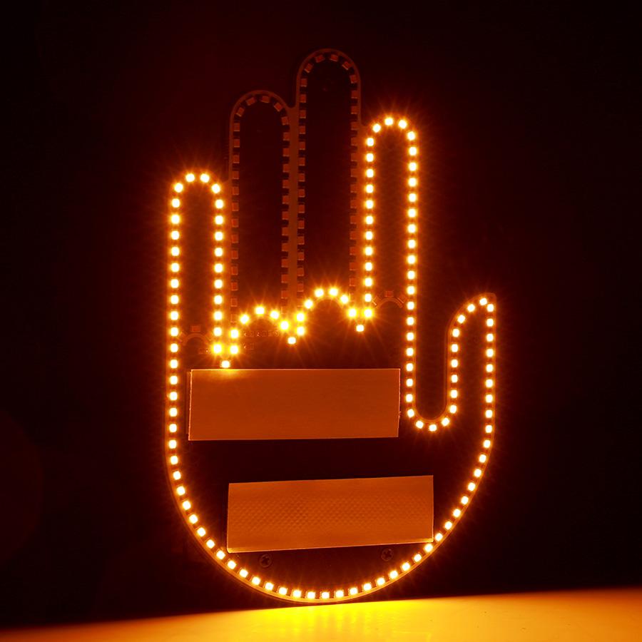 Светодиодный автомобильный светильник со средним пальцем, светодиодный автомобильный ручной светодиодный автомобильный палец вверх, подари любовь, птица, волна, дорожные знаки ярости, автомобильный светодиодный стикер с пультом дистанционного управления