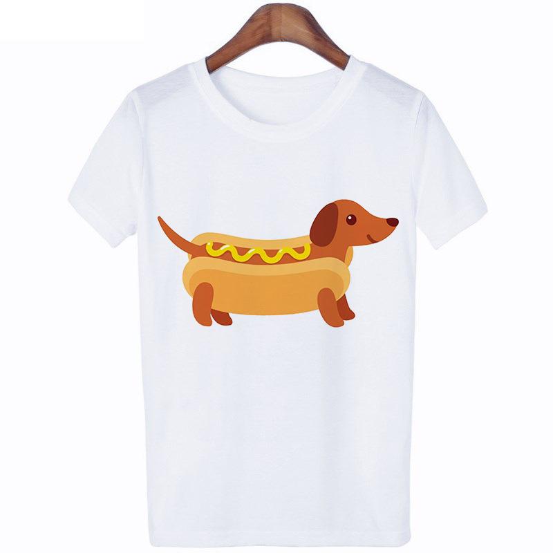 Funny Dachshund Dog Print T-Shirts For Women Short Sleeve Y2K Top Harajuku Graphic T Shirt Kawaii Clothing Oversized Casual Tee