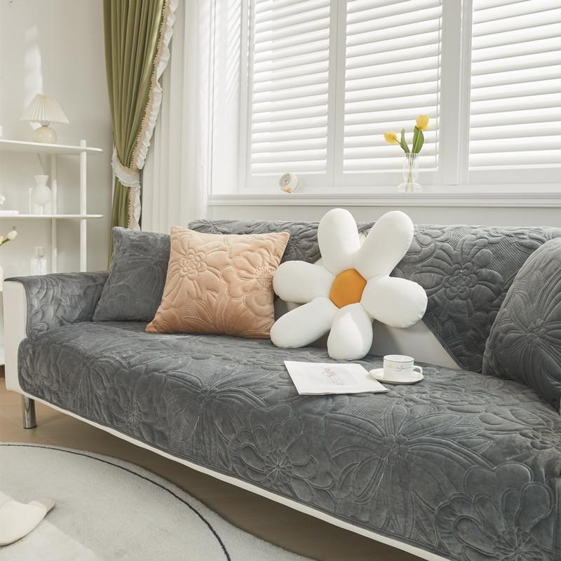 Утолщенный плюшевый чехол для дивана с цветочным узором, нескользящий коврик для домашних животных, детей, собак, диван, полотенце, коврик для гостиной, чехлы на подлокотники на спинку