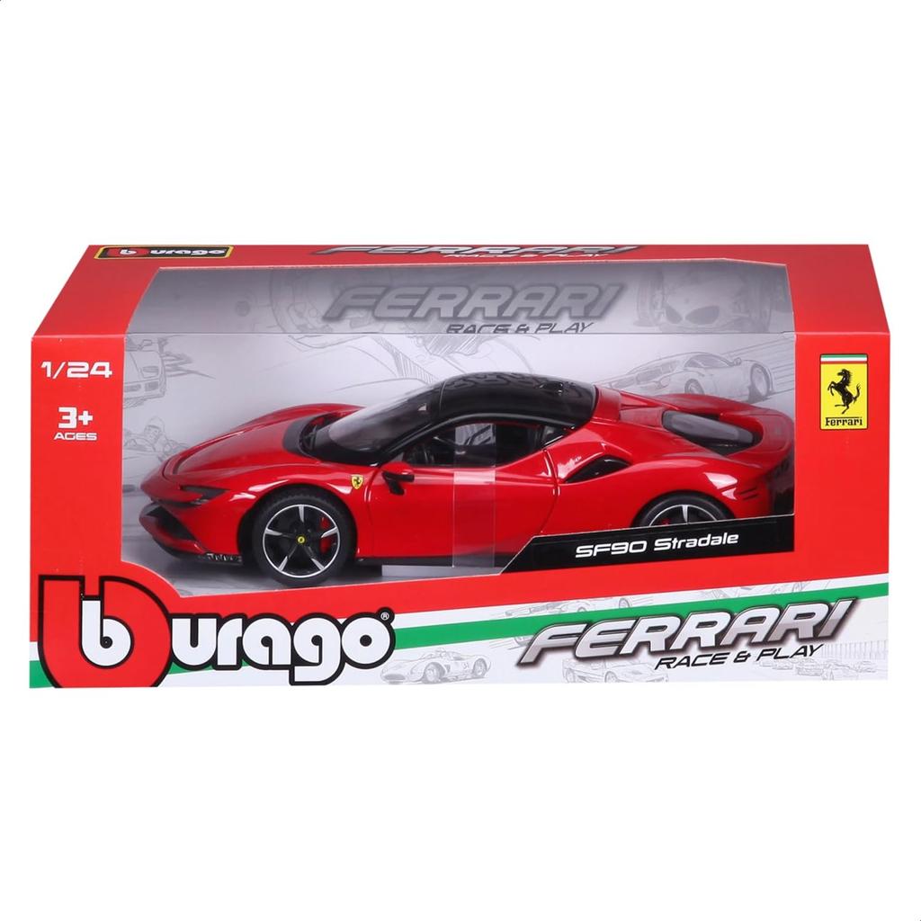 Bburago Ferrari SF90 Stradale Красная Комната Открывающаяся Литая Модель Готовый Продукт 1/24 [Версия с Двигателем] / Автомобиль, 18-26028(CN)