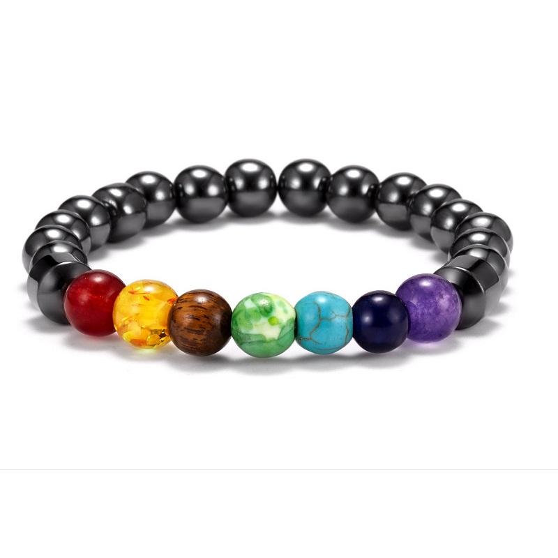 7 Chakra Bracelet Men Black Lava Tiger Eye Stones Healing Balance Beads Reiki Buddha Prayer Natural Stone Yoga Bracelets