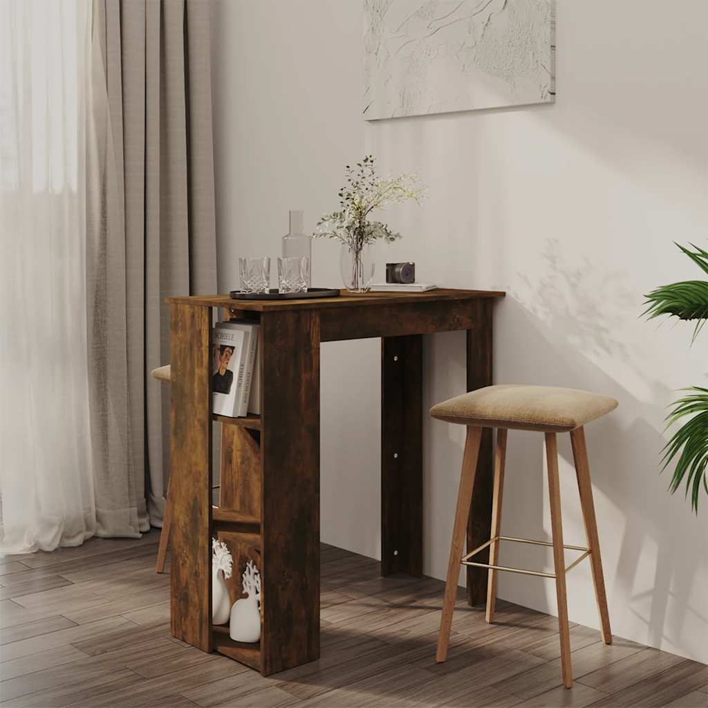 Vidaxl Stolik Barowy Z Półkami, Przydymiony Dąb, 102X50X103,5 Cm