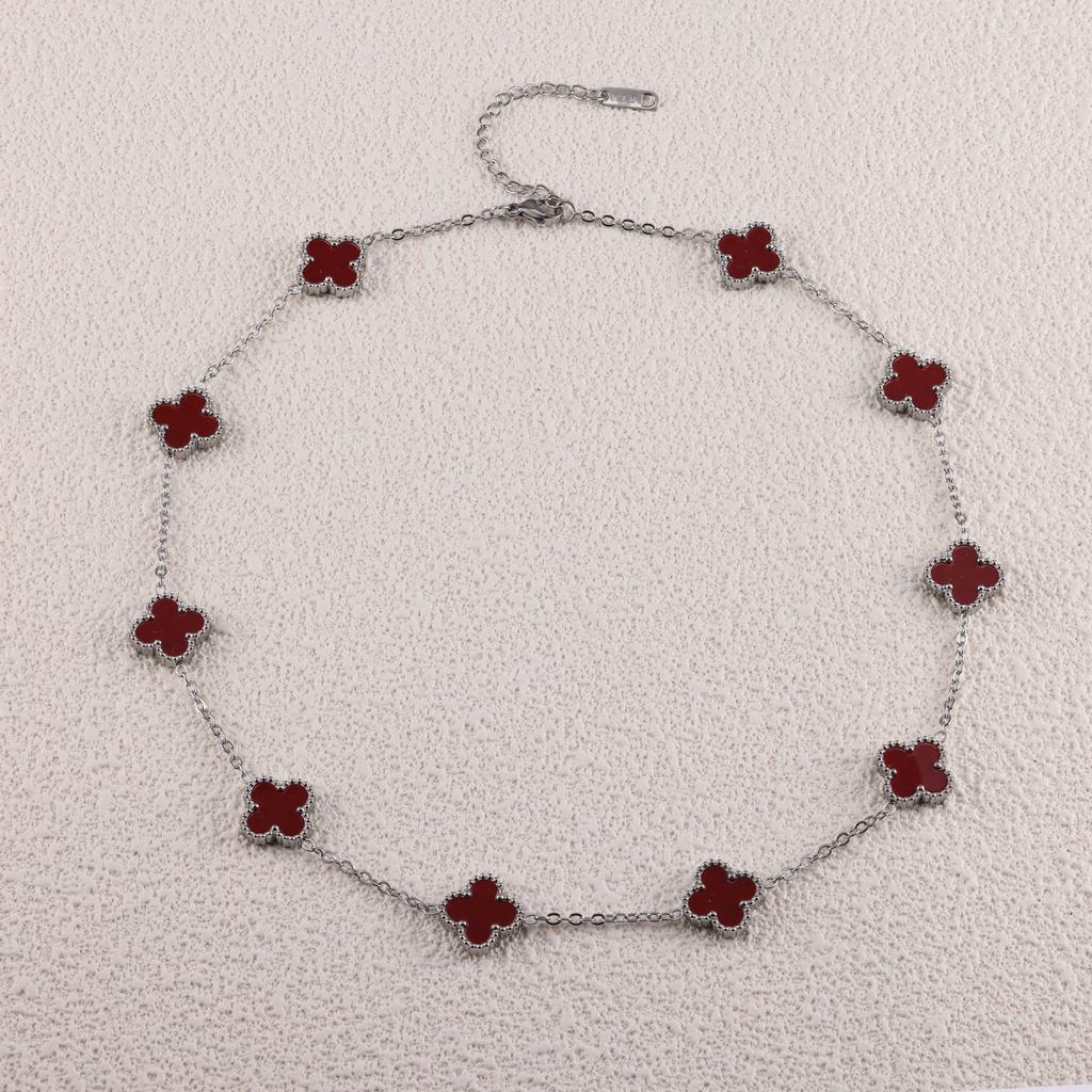 13 мм стальное ожерелье с клевером Ten Flower, цепочка на ключицу, модные и сохраняющие цвет украшения