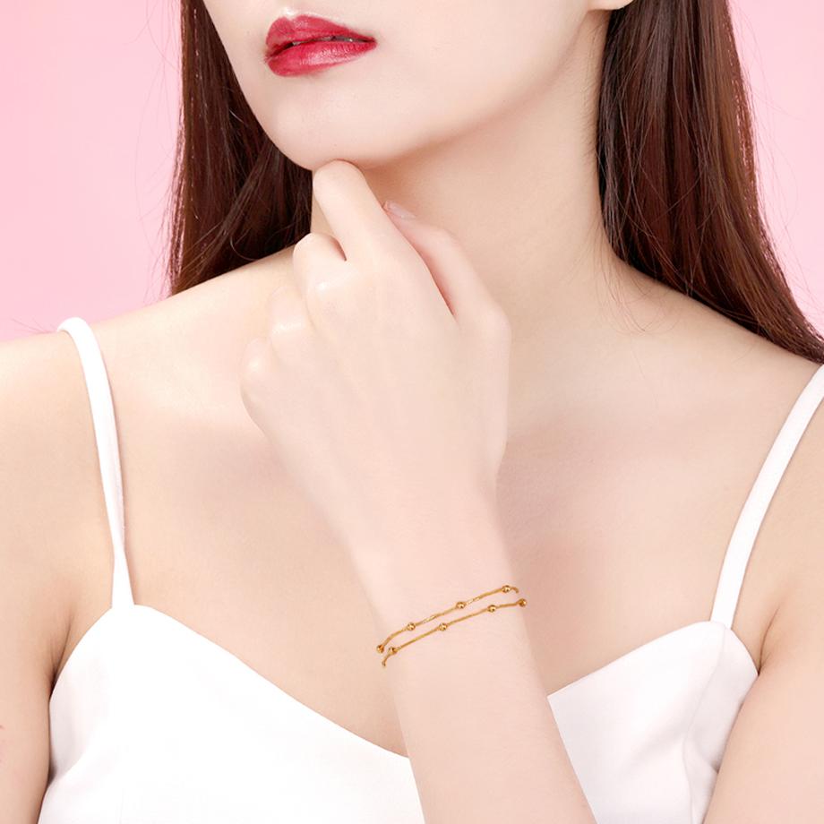 Браслет из 18-каратного золота, однотонный, регулируемый, женский, модный, индивидуальный, простой, ювелирный