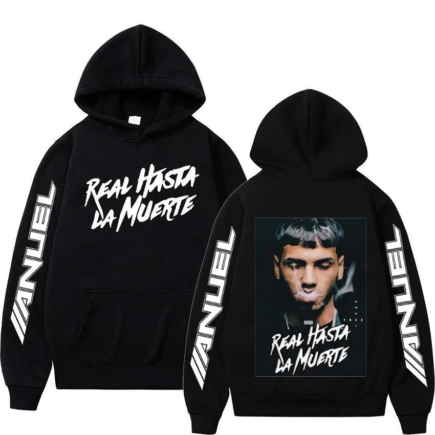 Одежда с длинным рукавом Рэпер Anuel Пуловер Принт Real Hasta La Muerte Осень Флисовая толстовка Обычная Мода Уличная одежда