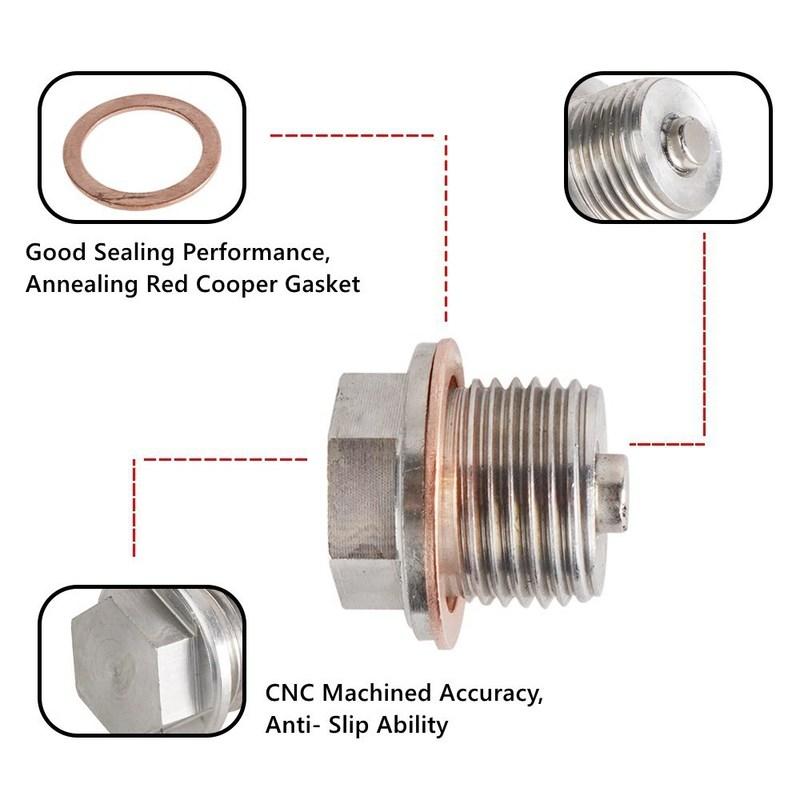 New Stainless Steel Magnetic Oil Drain Plug M12x1.25 M14x1.5 M16x1.5 M18x1.5 Oil Drain Sump Nut Auto Parts Silver OS-1003-M12