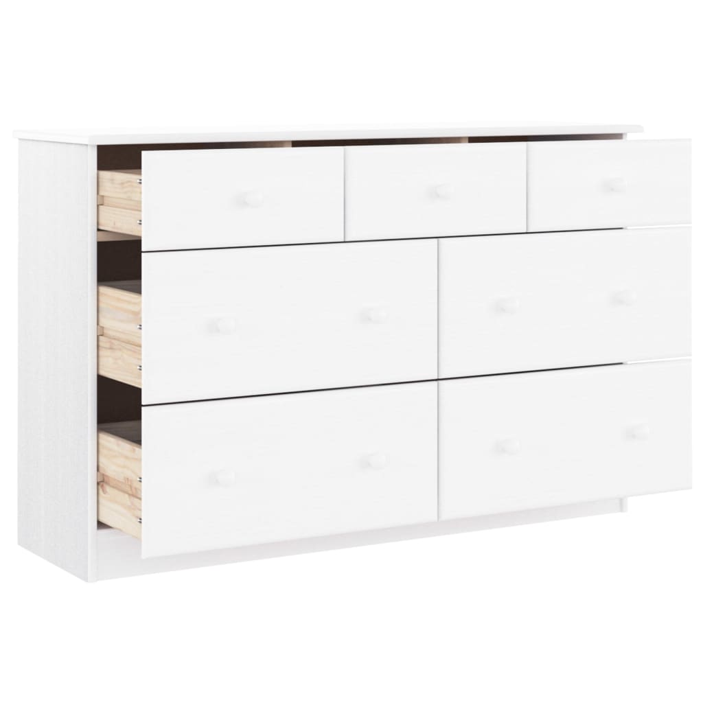 ALTA White Chest of Drawers 112 x 35 x 73 cm Solid Pine Wood