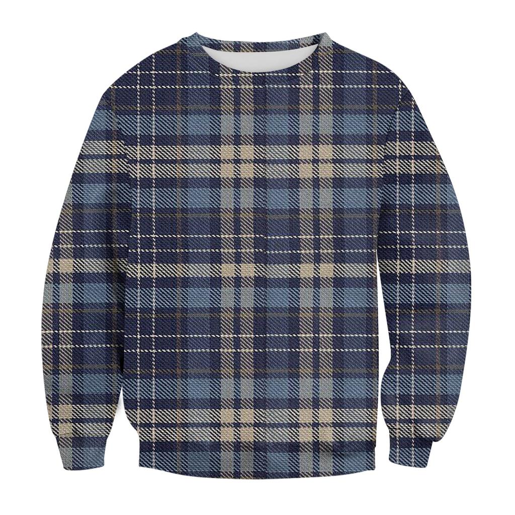 Мужская повседневная мода удобная клетчатая круглая горловина пуловер толстовка свитшот
