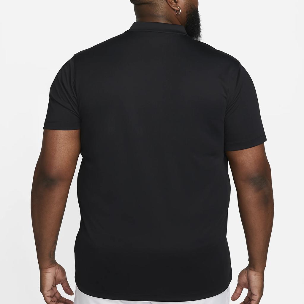 Nike Мужская футболка-поло Court Dri-FIT с однотонным логотипом, свободного кроя, с коротким рукавом, топы, черная DJ4167-010