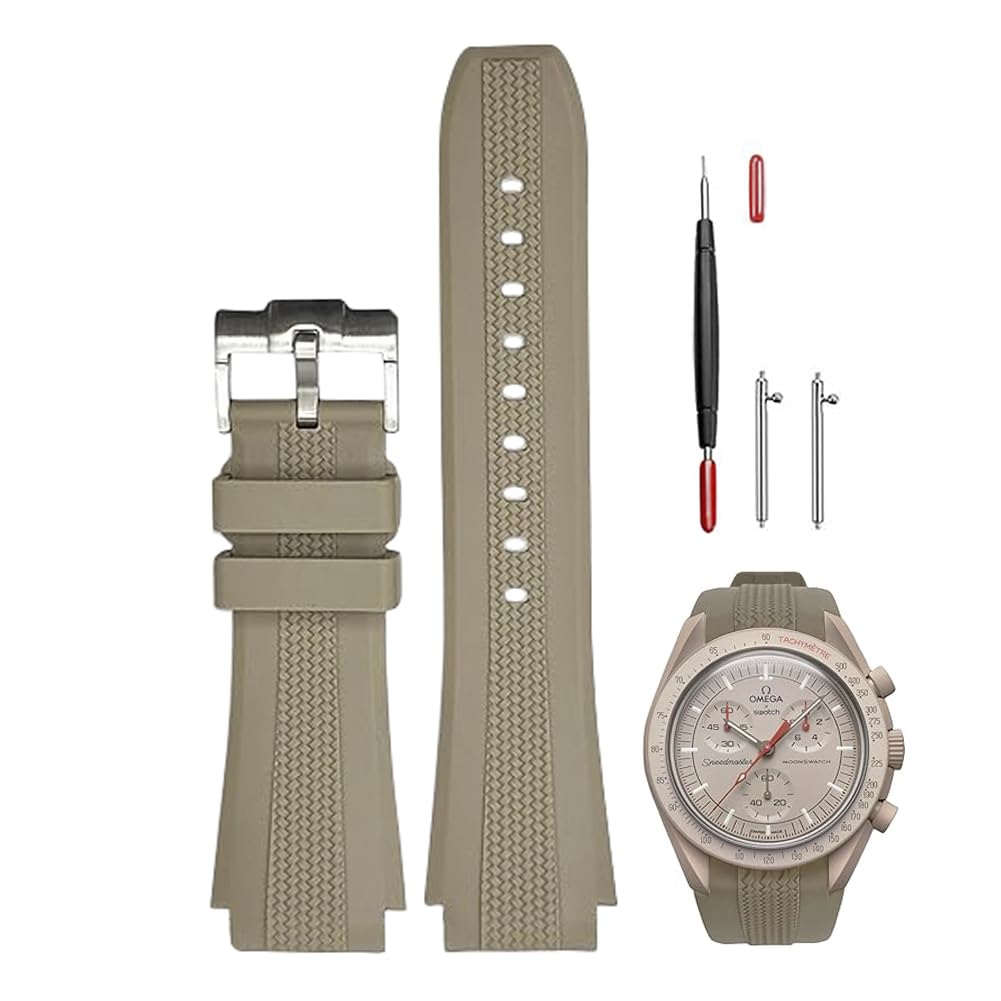 Sibehill 20mm Replacement Silicone Watch Band for Omega and X, Swatch, MoonSwatch, Speedmaster.