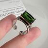 Xiaomi 925 Sterling Silver Rings For Women Geometric Fine Jewelry Finger Adjustable Cross Green Zircon Ring For Party Birthday Gift