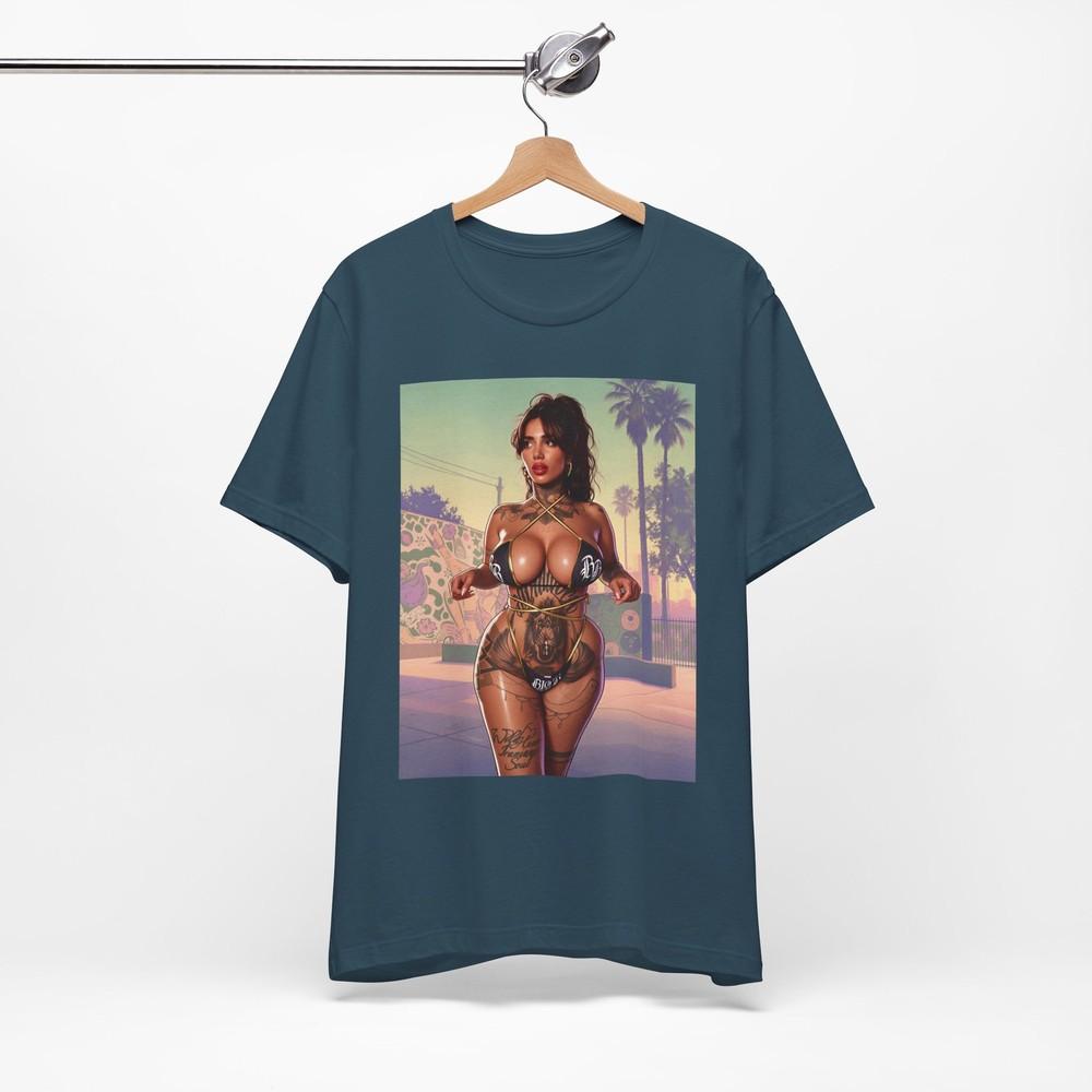 Tyra Ride Bikini Pinup T-Shirt | GTA 6 Graphic Streetwear Print Tee