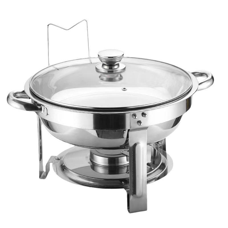 Stainless Steel Round Buffet Stove - Commercial Food Warmer & Chafing Dish Heater