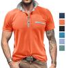Мужские летние рубашки-поло с короткими рукавами и воротником с лацканами и 3 пуговицами, футболка с цветными блоками, приталенная повседневная мужская одежда, топы