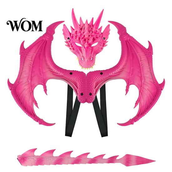 Dragon Mask And Wings Combo Children's Costumes Set, with Tail Wing, Lightweight Set Dress Up Cosplay Costumes, for Ages 3-12 Halloween Party