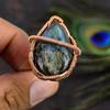 Natural Labradorite Gemstone Handmade Copper Wire Wrap Gift Ring Size 9 o9J76