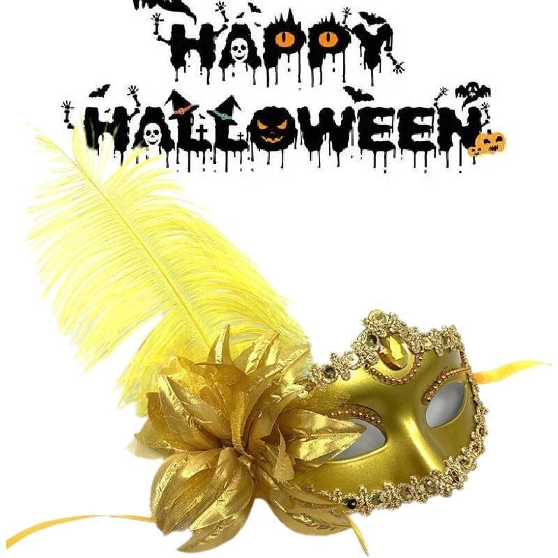 Роскошная маска принцессы на пол-лица с натуральными страусиными перьями, идеально подходящая для выступлений и вечеринок