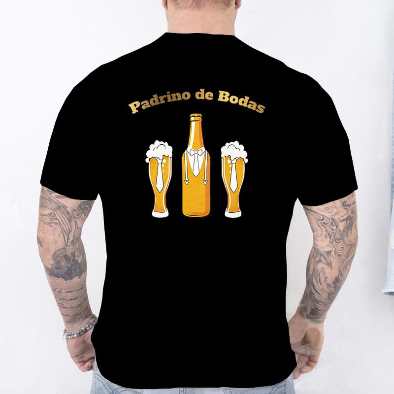 Retro Style Spanish Mens Team Groom Matching Tees Fashion Beer Graphic TShirts Male Wedding Bachelor Party Group Matching Tops