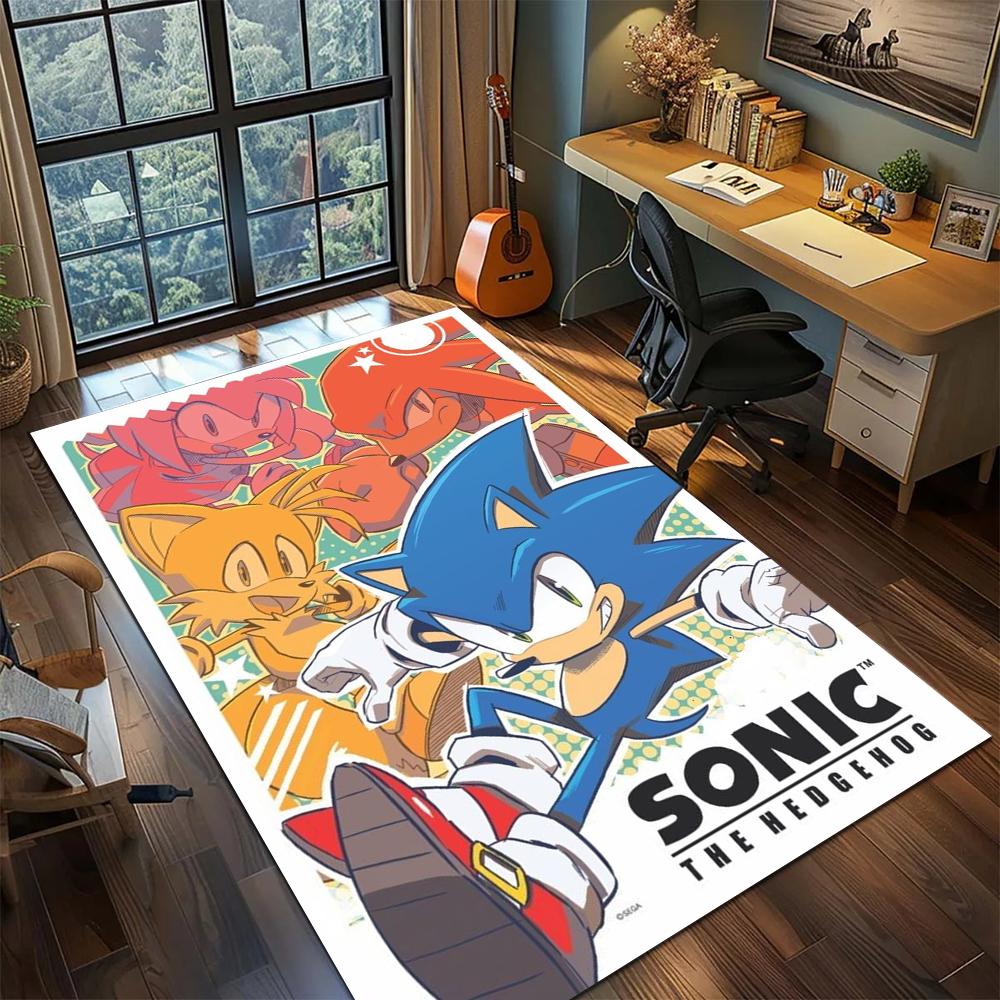 Sonic the Hedgehog Non Slip Floor Mat Rug Carpet Large Area Rug for Home Decor Bedroom Gamer Room Printed Washable -xia47
