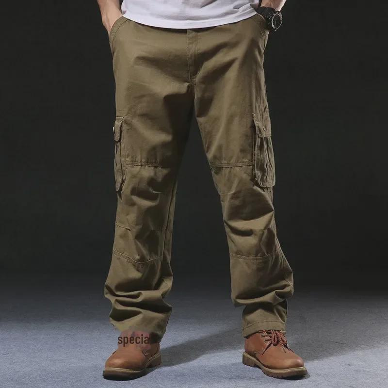 Men's Loose-Fit Cotton Overalls with Multiple Pockets - Spring/Autumn Style, Plus Sizes Available