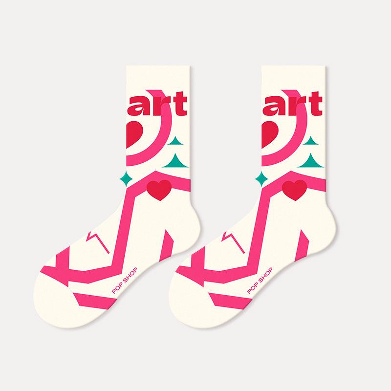 5 пар женских весенних и летних носков Sweat Tide Love In The Tube Cotton Socks