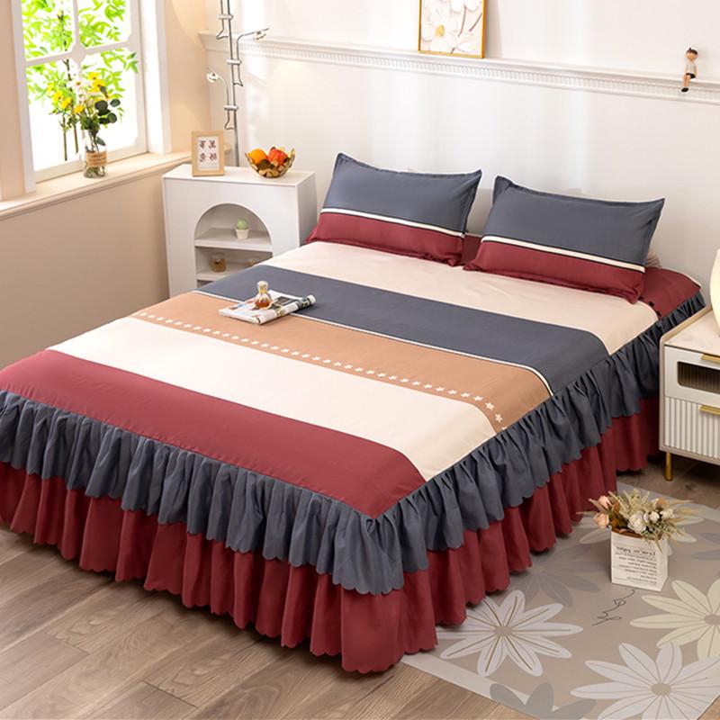 Skin-Friendly Non-Slip Fitted Bed Skirt and Mattress Protector for 1.8m Double Bed