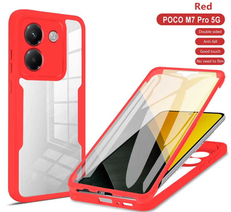 Для чехла Poco M7 Pro 5G 360 Полная защита Чехол для Xiaomi Mi Poko Little M7 Pro M7Pro Прозрачный экран с силиконовым бампером Funda