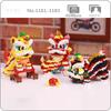 Spring Festival Lion Dance Show Ball Chair Animal Pet Doll Model Mini Diamond Blocks Bricks Building Toy For Children No Box