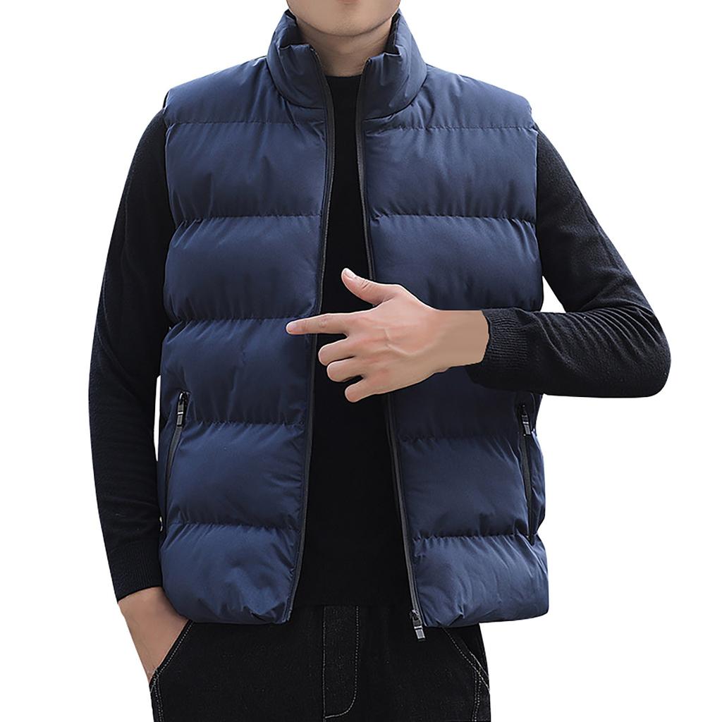 Men's Down Cotton Vest Outer Wear Spring And  Stand Collar Waistcoat Vest Jacket