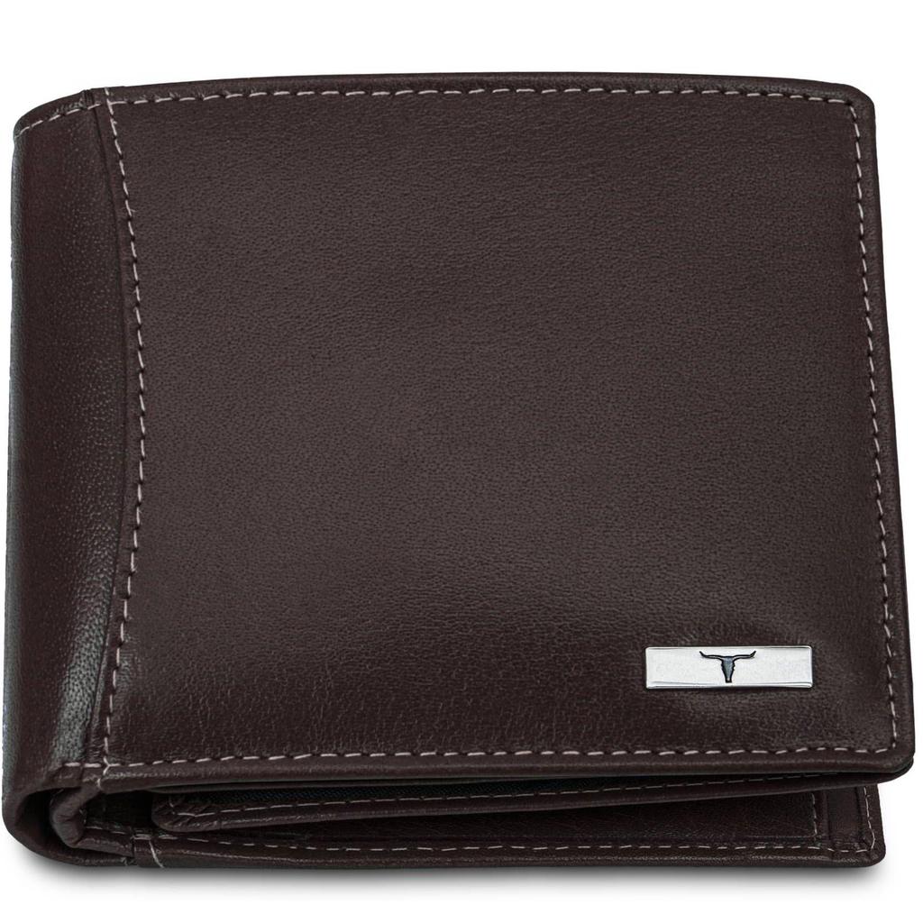 Мужской повседневный кошелек из натуральной кожи с RFID-меткой (6 слотов для карт) и ручка