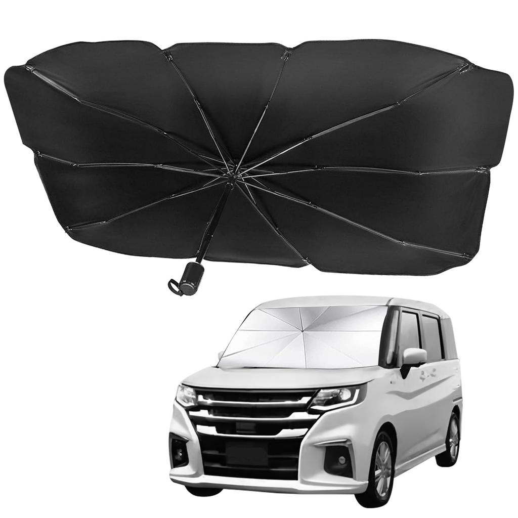 Bhgytec Car Sun Shade (2025 New Design) Car Front Umbrella-Shaped Thin Shade for Light