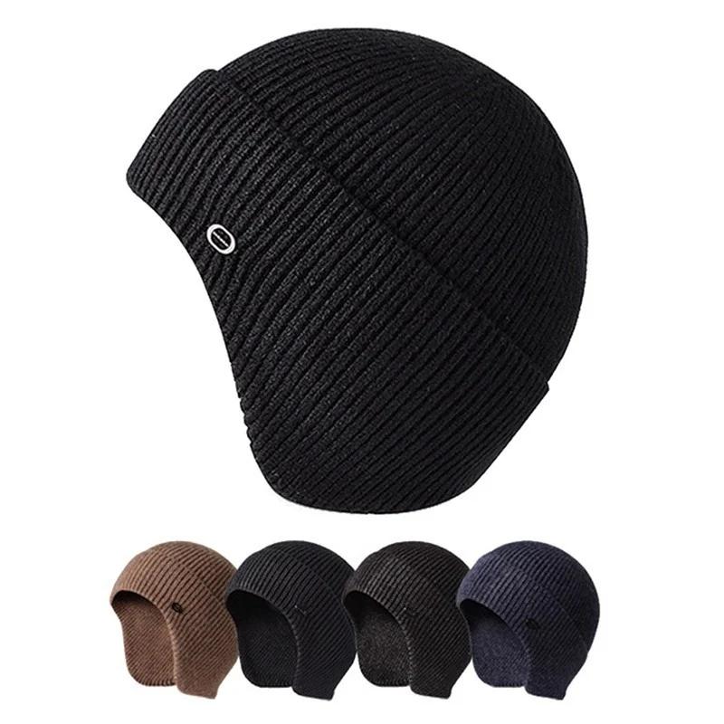 2020Имитация кролика бархат мужчины женщины унисекс зимняя шапка вязаная шерстяная шапка бини наушники защитные уши теплая термо велосипедная лыжная шапка