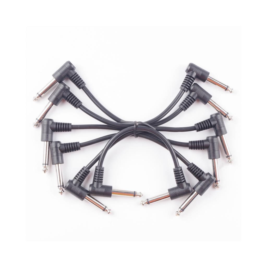 6Pcs Guitar Patch Cables 7 Inch Guitar Pedal Cable 6.35mm Interface Right Angle Type Connectors