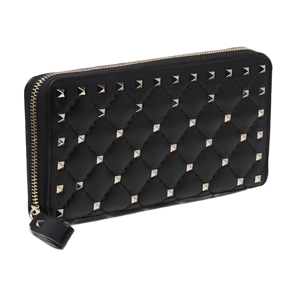 Valentino Studded Zipper Wallet Women Wallet Black NW2P0P00-NAP-0NO