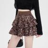 Women Leopard Y2k Shoujo Girl Aesthetic 2000s Mini Ruffle Skirt Gyaru Coquette Elastic Waist Cyber Punk Cake Skirt