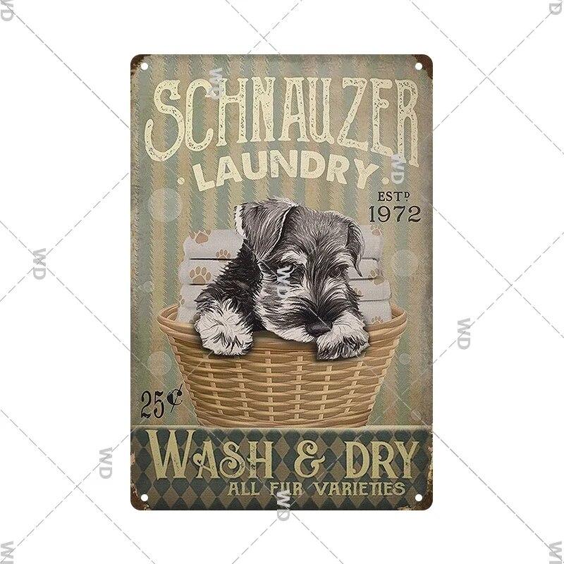 Laundry Vintage Metal Sign Tin Sign Funny Metal Plaque Retro Plate Metal Poster Open 24 Hours for Home Room Washroom Wall Decor