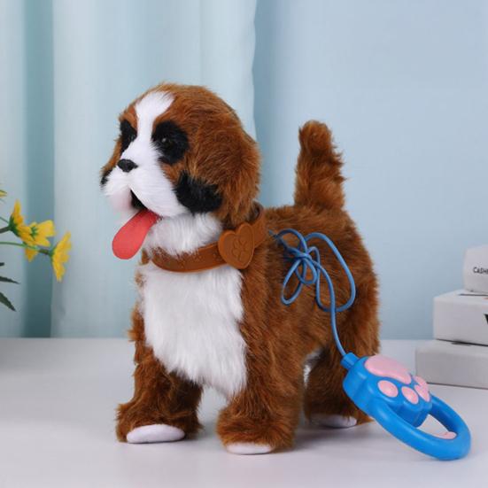Yousheng Electric Plush Dog Toy with Leash Licking Tongue Walking Puppy Plushie with Touch Sensing Lifelike Sounds Toddlers Interactive Simulation