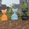 Meditation Cat Resin Statue Sitting Meditation Cat Flower Home Garden Decorative Cat Meditation