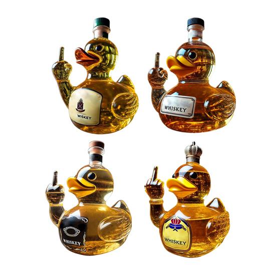 Middle Finger Duck Bottle Funny Whiskey Bottle Duck-shaped Alcohol Bottle Funny Duck Decanter for Bar Office Home Prank Gift