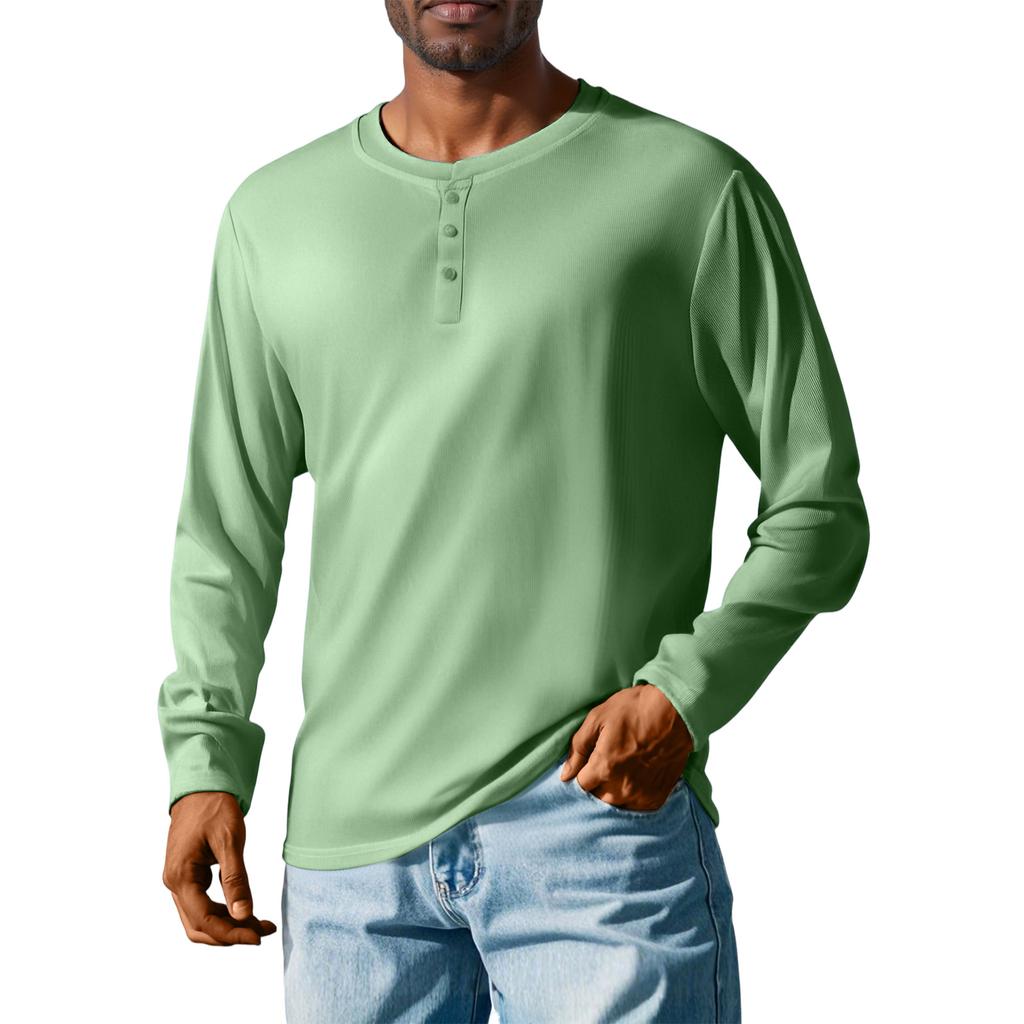 Men'S Button Loose Casual Long Sleeved Shirt Fashionable Top