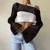 Soft Round Neck Shrug Pullover Y2K Knit Hollow Out Crop Top Women Crochet Crop Top  Shopping