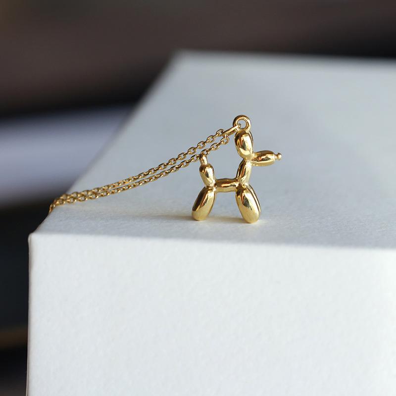 Silver Color Cute Animal Balloon Dog Necklaces Creative Pendant Clavicle Chain Necklace Ladies Girl Jewelry Dropshipping