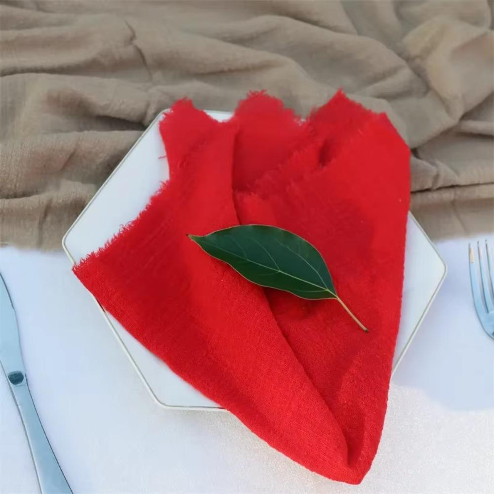 6pcs Rustic Cloth Napkin Washable Table Decoration Party Supplies Gauze Table Towel  Christmas