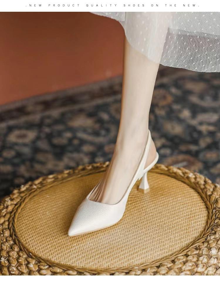 Fashion Women Pumps Pointed Toe Sandals Slip on High Heels Sandal Black Sexy Heels Slingbacks Office Lady Shoes Wedding Summer2024