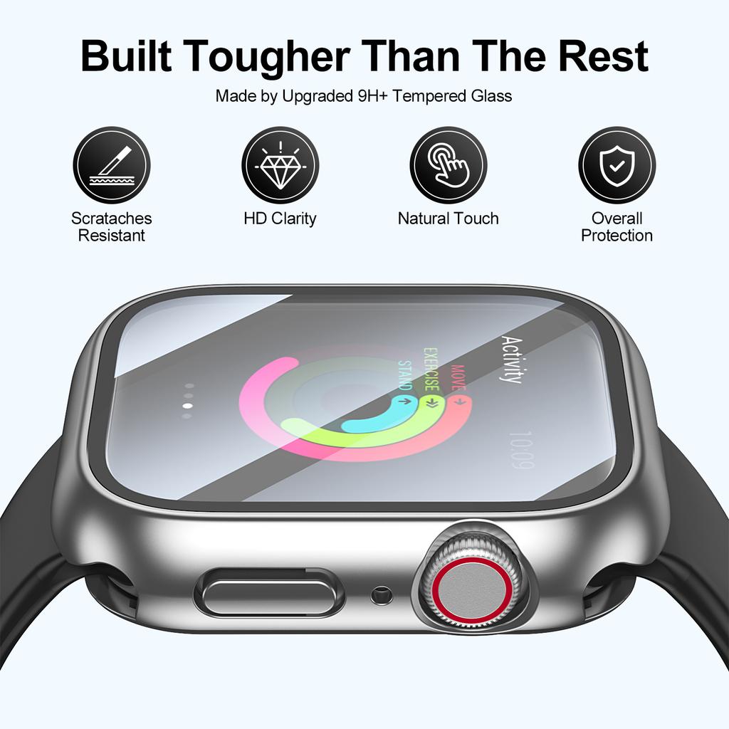 Защитный чехол-бампер для Apple Watch 46мм 42мм 45мм 40мм 41мм 44мм Ultra 49мм Жесткий передний и задний чехол-бампер Аксессуары для iWatch Series 11 10 9 8 7 SE 6