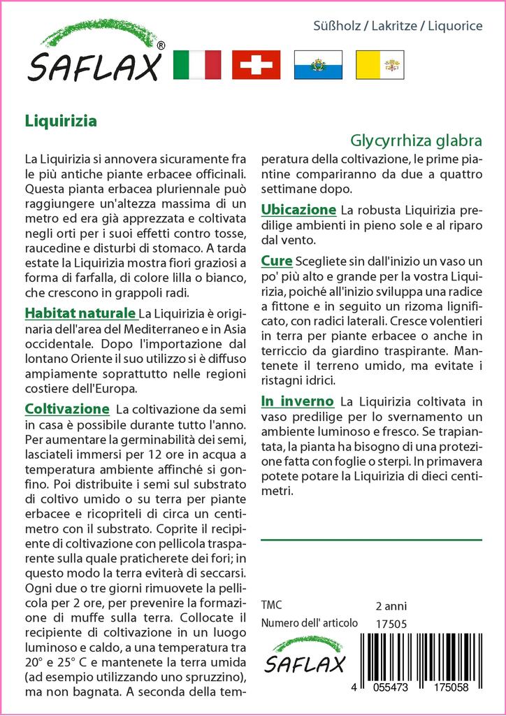 SAFLAX Garden in the Bag - Солодка - 30 семян - С субстратом в подходящем пакете-стойке - Glycyrriza glabra