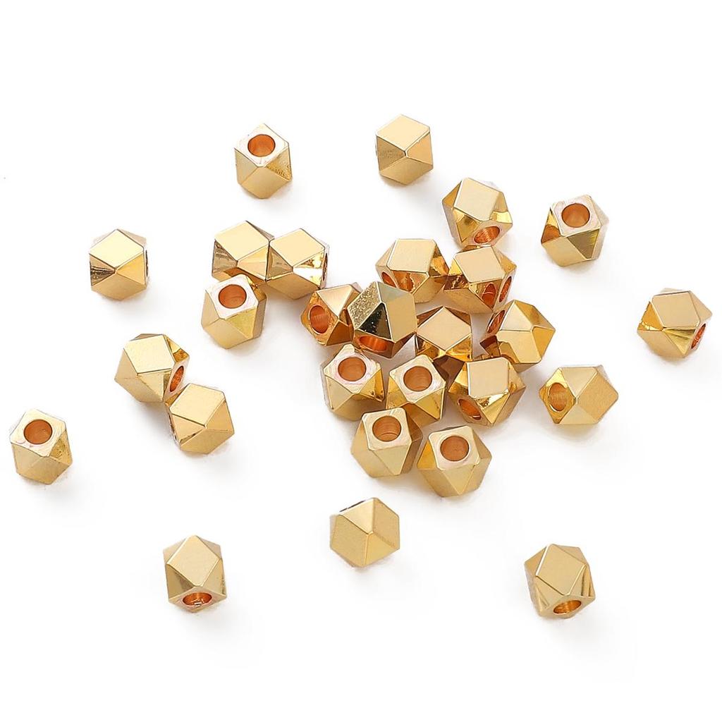 Copper Polygonal Cut Loose Bead Partition For DIY Jewelry Making Craft Accessories