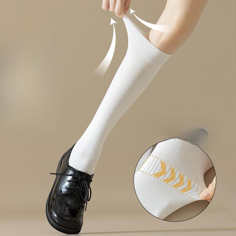 Весенне-летние простые и универсальные гольфы до икры, однотонные хлопковые носки, утягивающие и формирующие компрессионные носки, носки средней длины